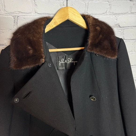 Vintage John T. Shayne Stegari Women’s Virgin Wool Fur Trimmed Coat size M/L - Picture 10 of 16